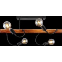 Globo Deckenleuchte Juliane 4-flammig Metall Schwarz Holz Dunkelbraun -Globo Deutschland Verkaufsgeschäft 756826 3749 5