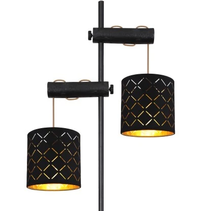 Globo Stehleuchte Clarke 2-flammig Metall Schwarz 4 Globo Stehleuchte Clarke 2-flammig Metall Schwarz – Bild 4