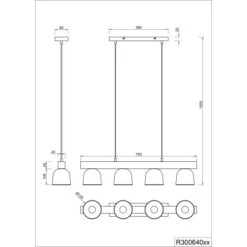 Trio Deckenlampe Karina Grau 4-flammig E14 150 Cm X 12 Cm X 75 Cm -Globo Deutschland Verkaufsgeschäft 777460 2451 3