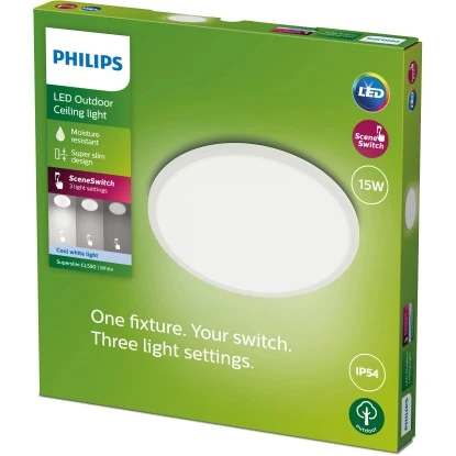 Philips ScenceSwitch LED-Deckenleuchte, Superslim 3-in-1 Weiß 15W 1500lm 3 Philips ScenceSwitch LED-Deckenleuchte, Superslim 3-in-1 Weiß 15W 1500lm – Bild 3