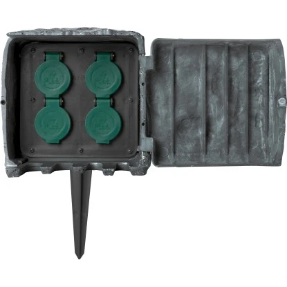 Gartensteckdose Steinoptik 4-fach Steckdose 1 Gartensteckdose Steinoptik 4-fach Steckdose