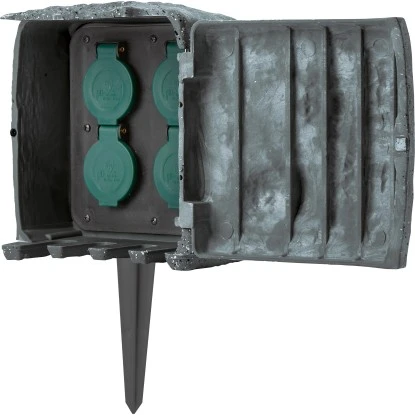 Gartensteckdose Steinoptik 4-fach Steckdose 2 Gartensteckdose Steinoptik 4-fach Steckdose – Bild 2