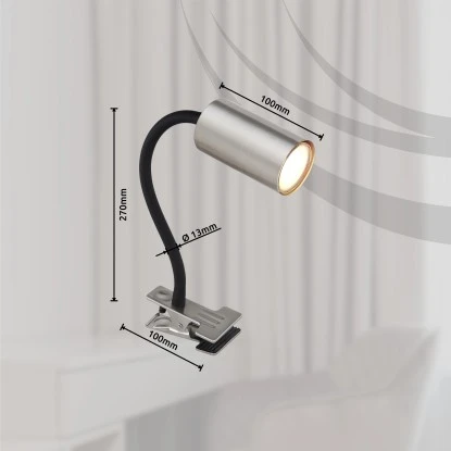 Globo Klemmstrahler Robby 1-flammig Nickel Matt 290 X 100 X 415 Mm 4 Globo Klemmstrahler Robby 1-flammig Nickel Matt 290 X 100 X 415 Mm – Bild 4