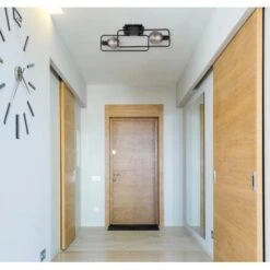 Globo Deckenleuchte Blama 2-flammig Schwarz Matt-Rauchfarben 610 X 230 X 190 Mm