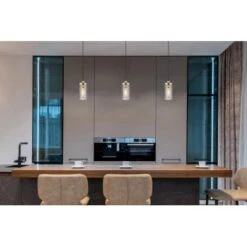 Globo Pendelleuchte Fanni 1-flammig Schwarz Matt-Rauchfarben 100 X 1200 Mm