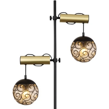 Globo Stehlampe Fitz 2-flammig Schwarz Matt-Gold Rauchfarben 510 X 250 X 1680 Mm 11 Globo Stehlampe Fitz 2-flammig Schwarz Matt-Gold Rauchfarben 510 X 250 X 1680 Mm – Bild 11