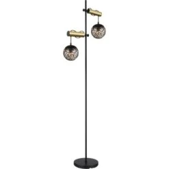 Globo Stehlampe Fitz 2-flammig Schwarz Matt-Gold Rauchfarben 510 X 250 X 1680 Mm 14 Globo Stehlampe Fitz 2-flammig Schwarz Matt-Gold Rauchfarben 510 X 250 X 1680 Mm -Globo Deutschland Verkaufsgeschäft 9007371439850 3749 S 03