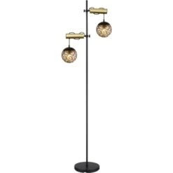 Globo Stehlampe Fitz 2-flammig Schwarz Matt-Gold Rauchfarben 510 X 250 X 1680 Mm 15 Globo Stehlampe Fitz 2-flammig Schwarz Matt-Gold Rauchfarben 510 X 250 X 1680 Mm -Globo Deutschland Verkaufsgeschäft 9007371439850 3749 S 04