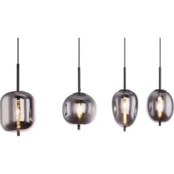 Globo Deutschland Verkaufsgeschäft 27 Globo Pendelleuchte Blacky 4-flammig Metall Schwarz Rauchfarben